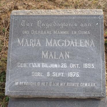 MALAN Maria Magdalena nee VAN BILJON 1895-1975