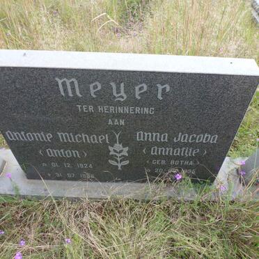 MEYER Antonie Michael 1924-1996 &amp; Anna Jacoba BOTHA 1935-