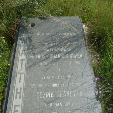 MATTHEE Petrus Johannes Robert 1919-1998 &amp; Gezina Jeanetta VAN OORDT 1918-1995