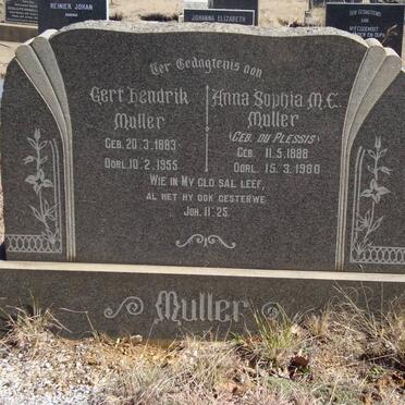 MULLER Gert Hendrik 1883-1955 &amp; Anna Sophia M.E. DU PLESSIS 1888-1980