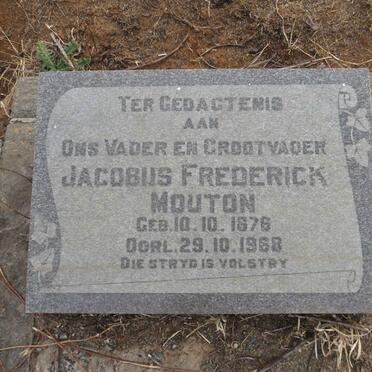 MOUTON Jacobus Frederick 1876-1968