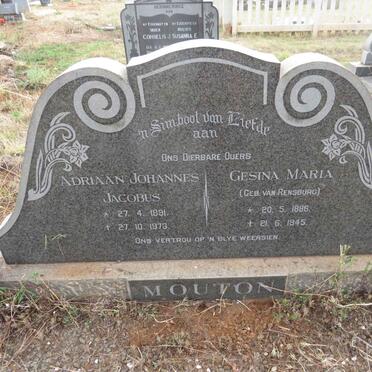 MOUTON Adriaan Johannes Jacobus 1891-1973 & Gesina Maria VAN RENSBURG 1886-1945