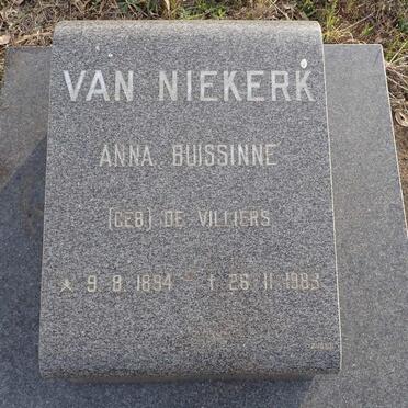 NIEKERK Anna Buissinne, van nee DE VILLIERS 1894-1983
