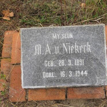 NIEKERK M.A., van 1891-1944