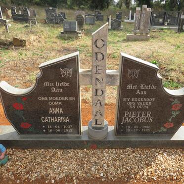 ODENDAAL Pieter Jacobus 1928-1996 & Anna Catharina 1937-2012 