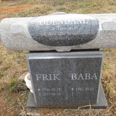 ODENDAAL Frik 1936-2015 & Baba 1942-