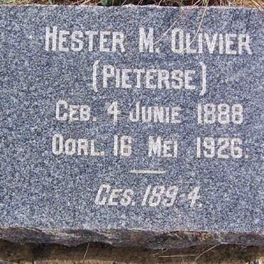 OLIVIER Hester M. nee PIETERSE 1888-1926