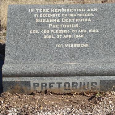 PRETORIUS Susanna Gertruida nee DU PLESSIS 1883-1948