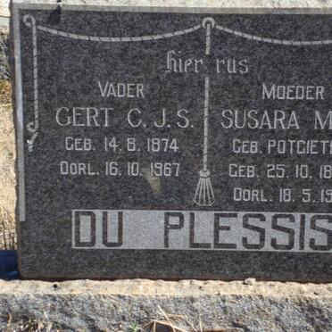 PLESSIS Gert C.J.S., du 1874-1967 &amp; Susara M.E. POTGIETER 1880-1961