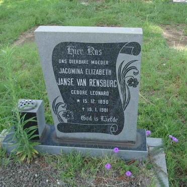 RENSBURG Jacomina Elizabeth, Janse van nee LEONARD 1890-1981