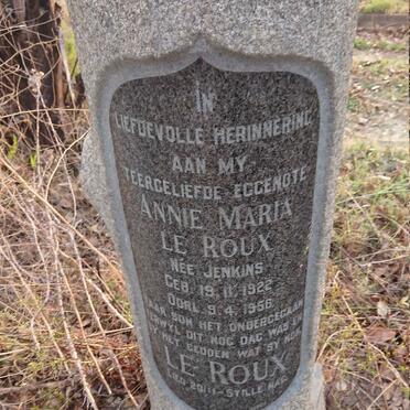 ROUX Annie Maria, le nee JENKINS 1922-1956