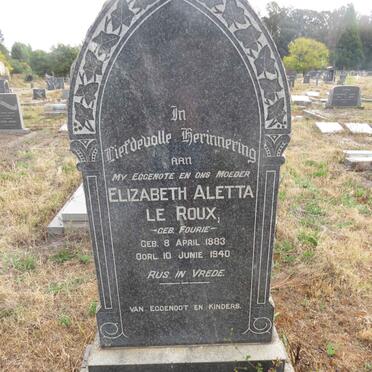ROUX Elizabeth Aletta, le nee FOURIE 1883-1940 