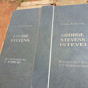 STEVENS George 1927-2007 &amp; Louise 1932-2017