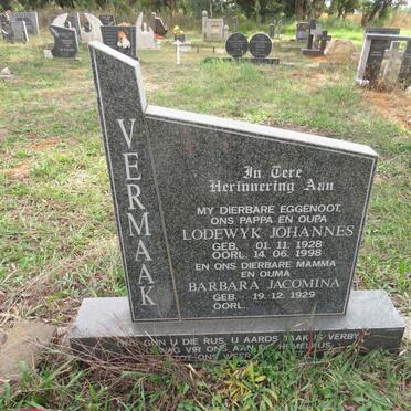 VERMAAK Lodewyk Johannes 1928-1998 & Barbara Jacomina 1929-