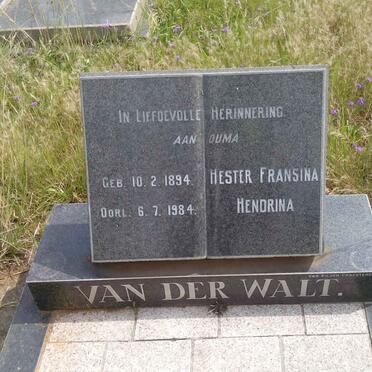 WALT Hester Fransina Hendrina, van der 1894-1984