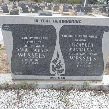 WESSELS David Schalk 1903-1973 & Elizabeth Magdalena WHALSTRAND 1910-1973