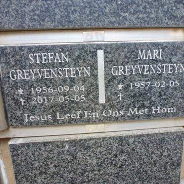 GREYVENSTEYN Stefan 1956-2017 &amp; Mari 1957-