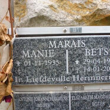 MARAIS Manie 1935- &amp; Bets 1944-2017