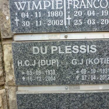 PLESSIS H.C.J., du 1930-2004 &amp; G.J. 1931-2012
