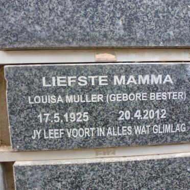MULLER Louisa nee BESTER 1925-2012