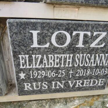 LOTZ Elizabeth Susanna 1929-2018