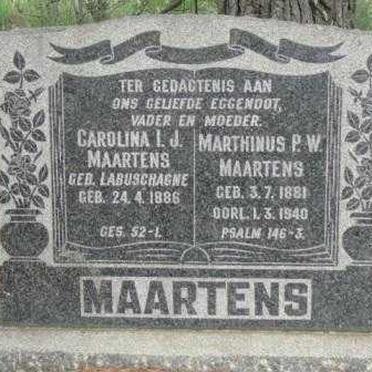 MAARTENS Marthinus P.W. 1881-1940 &amp; Carolina I.J. LABUSCHAGNE 1886-