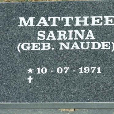 MATTHEE Sarina nee NAUDE 1971-