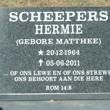 SCHEEPERS Hermie nee MATTHEE 1964-2011