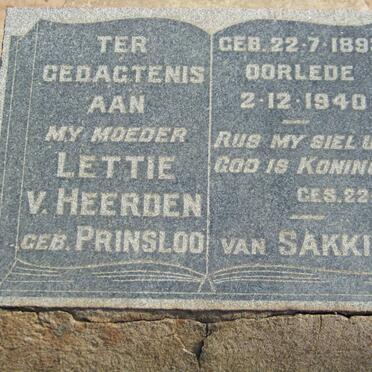 HEERDEN Lettie, van nee PRINSLOO 1893-1940 