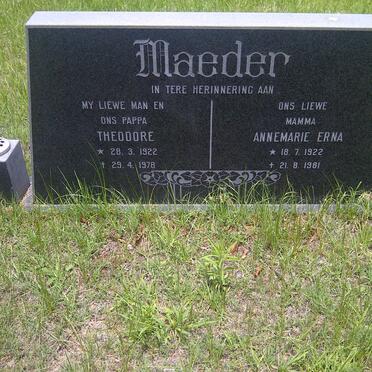 MAEDER Theodore 1922-1978 &amp; Annemarie Erna 1922-1981