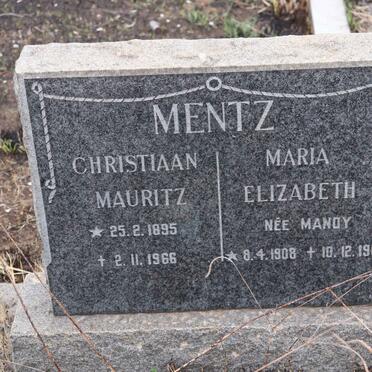 MENTZ Christiaan Mauritz 1985-1966 &amp; Maria Elizabeth MANDY 1908-1966