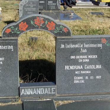 ANNANDALE Jonathan Fourie 1923-1990 &amp; Hendrina Carolina HAVENGA 1922- 