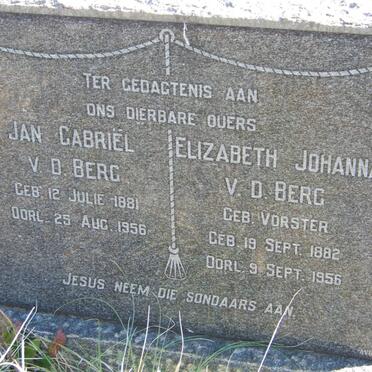 BERG Jan Gabriel, v.d. 1881-1956 &amp; Elizabeth Johanna VORSTER 1882-1956
