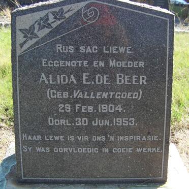 BEER Alida E., de nee VALLENTGOED 1904-1953