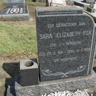 FOX Sara Elizabeth nee J.V. RENSBURG 1881-1959