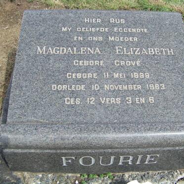 FOURIE Magdalena ELizabeth nee GROVE 1898-1963