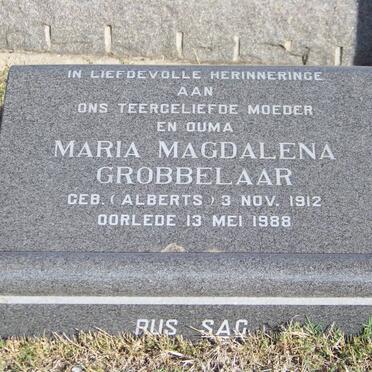 GROBBELAAR Maria Magdalena nee ALBERTS 1912-1988