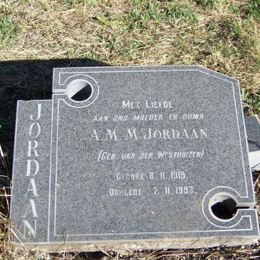 JORDAAN A.M.M. nee VAN DER WESTHUIZEN 1919-1993