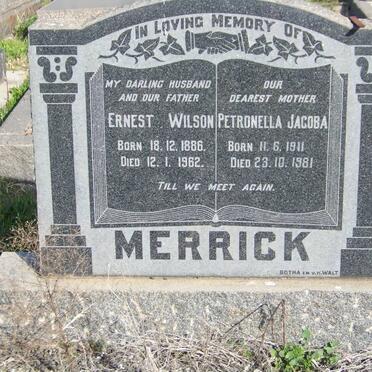 MERRICK Ernest Wilson 1886-1962 &amp; Petronella Jacoba 1911-1981