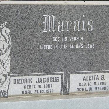 MARAIS Diedrik Jacobus 1887-1974 &amp; Aletta S. 1888-1986