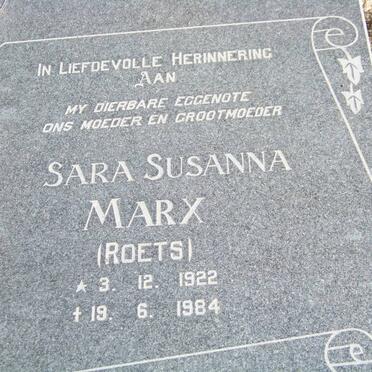 MARX Sara Susanna nee ROETS 1922-1984