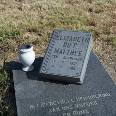 MATTHEE Elizabeth Du P. nee ROTHMANN 1901-1985