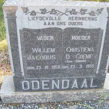 ODENDAAL Willem Jacobus -1958 &amp; Christiena D. CROUSE -1955