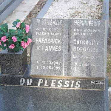 PLESSIS Frederick Johannes, du 1943-1999 &amp; Catharina Dorothea BLANCHE 1944-