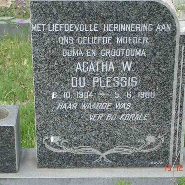PLESSIS Agatha W., du 1904-1988