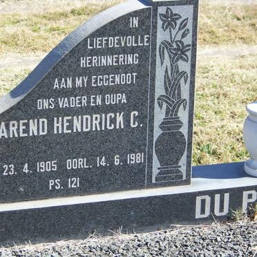 PLESSIS Barend Hendrick C., du 1905-1981 &amp; Albertina A. DE VILLIERS 1923-1992