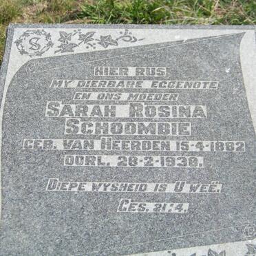 SCHOOMBIE Sarah Rosina nee VAN HEERDEN 1882-1938