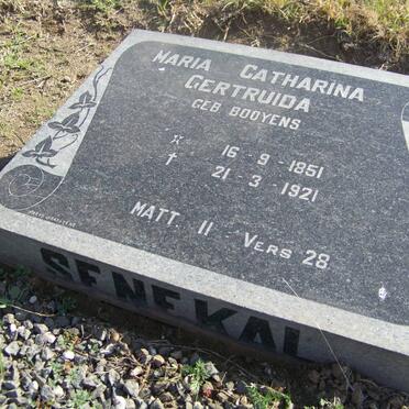 SENEKAL Maria Catharina Gertruida nee BOOYENS 1851-1921