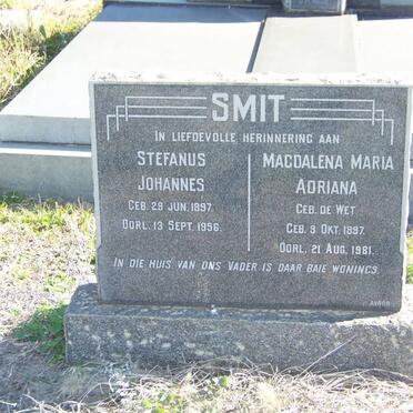 SMIT Stefanus Johannes 1897-1956 &amp; Magdalena Maria Adriana DE WET 1897-1981