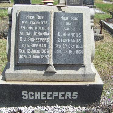 SCHEEPERS Gerhardus Stephanus 1882-1964 &amp; Alida Johanna D.J. BIERMAN 1886-1947
